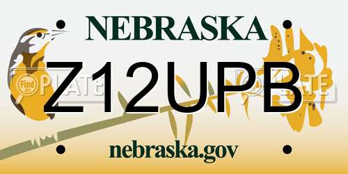 Z12UPB Nebraska License Plate