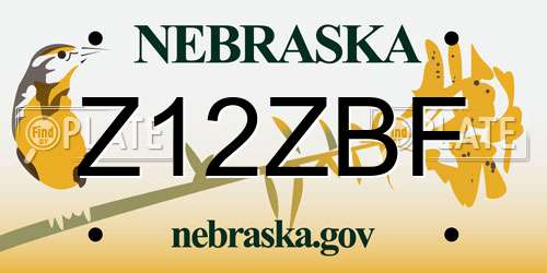 Z12ZBF Nebraska License Plate