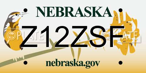 Z12ZSF Nebraska License Plate