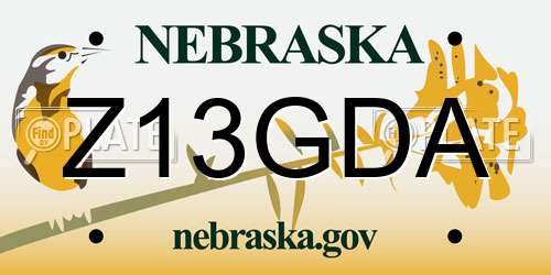 Z13GDA Nebraska License Plate