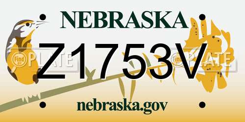 Z1753V Nebraska License Plate