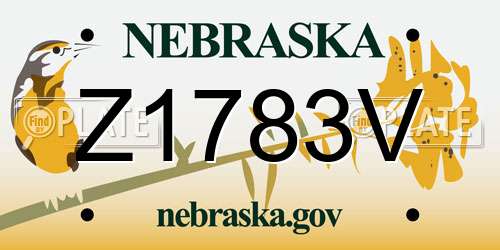 Z1783V Nebraska License Plate
