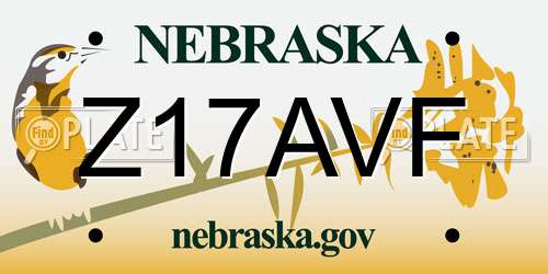 Z17AVF Nebraska License Plate
