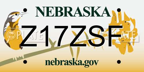 Z17ZSF Nebraska License Plate