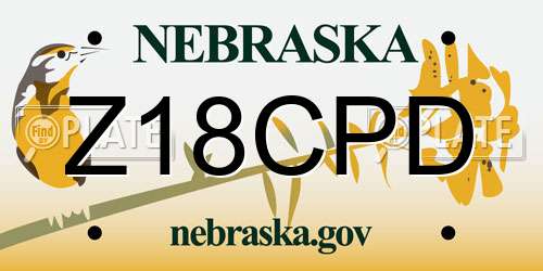 Z18CPD Nebraska License Plate