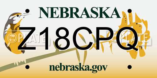 Z18CPQ Nebraska License Plate