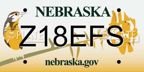 Z18EFS Nebraska License Plate
