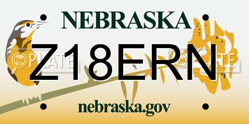 Z18ERN Nebraska License Plate