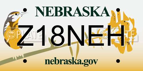 Z18NEH Nebraska License Plate
