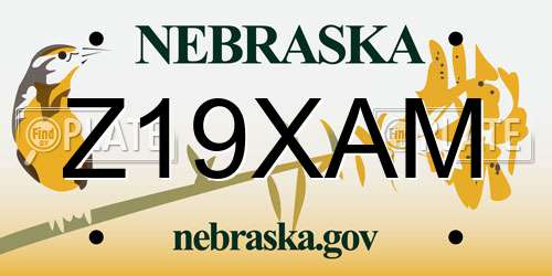 Z19XAM Nebraska License Plate