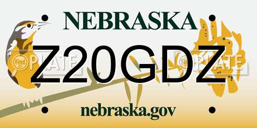 Z20GDZ Nebraska License Plate