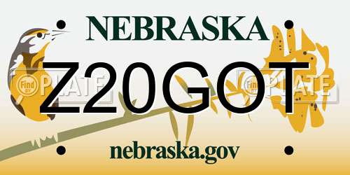 Z20GOT Nebraska License Plate