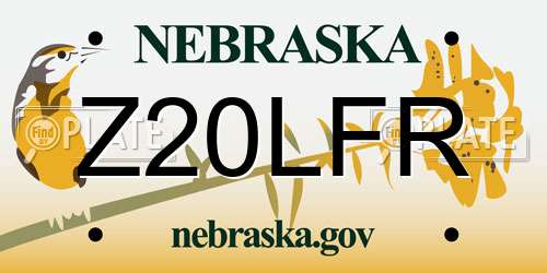 Z20LFR Nebraska License Plate