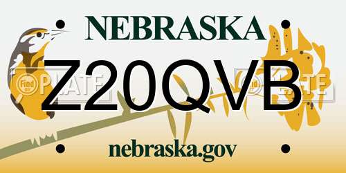 Z20QVB Nebraska License Plate