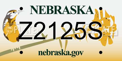 Z2125S Nebraska License Plate