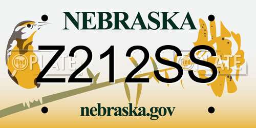 Z212SS Nebraska License Plate