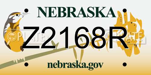 Z2168R Nebraska License Plate