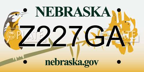 Z227GA Nebraska License Plate