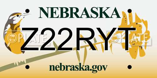 Z22RYT Nebraska License Plate
