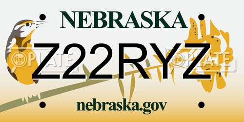 Z22RYZ Nebraska License Plate