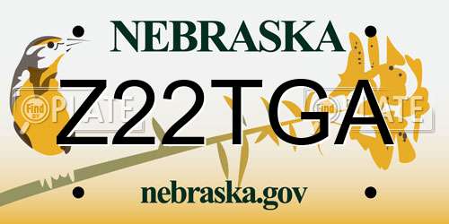 Z22TGA Nebraska License Plate
