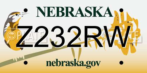 Z232RW Nebraska License Plate