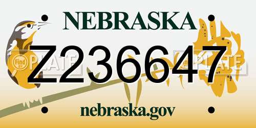 Z236647 Nebraska License Plate