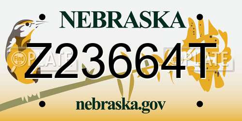 Z23664T Nebraska License Plate