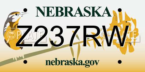 Z237RW Nebraska License Plate