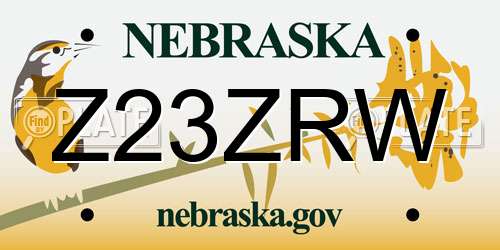 Z23ZRW Nebraska License Plate