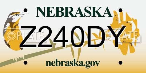 Z240DY Nebraska License Plate
