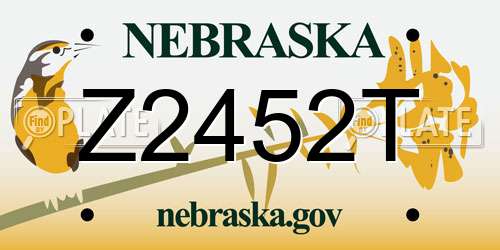 Z2452T Nebraska License Plate