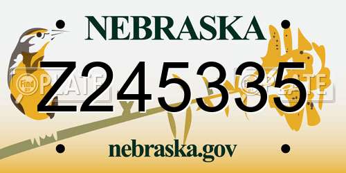 Z245335 Nebraska License Plate