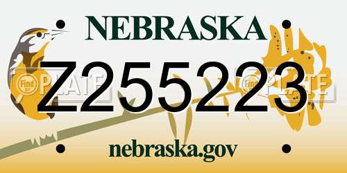 Z255223 Nebraska License Plate