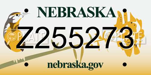 Z255273 Nebraska License Plate