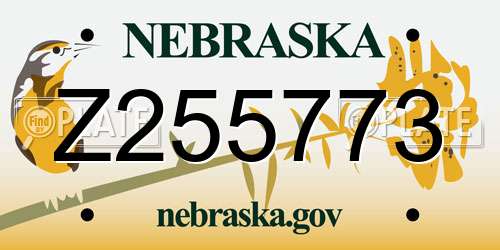 Z255773 Nebraska License Plate