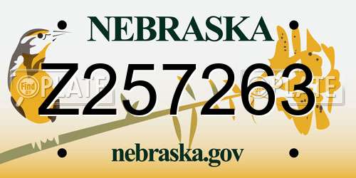 Z257263 Nebraska License Plate