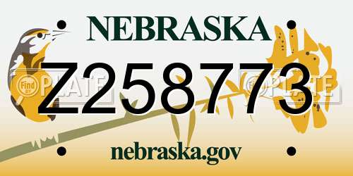 Z258773 Nebraska License Plate