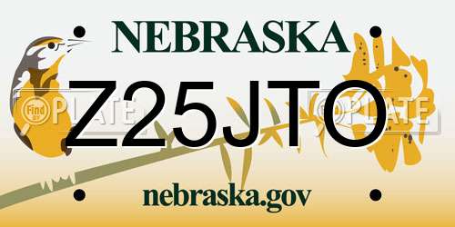 Z25JTO Nebraska License Plate