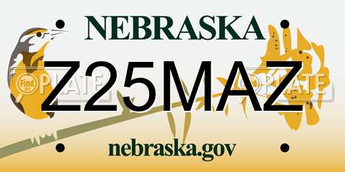 Z25MAZ Nebraska License Plate