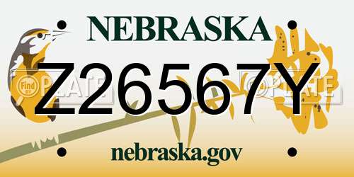 Z26567Y Nebraska License Plate