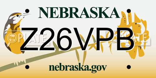 Z26VPB Nebraska License Plate