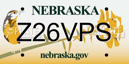 Z26VPS Nebraska License Plate