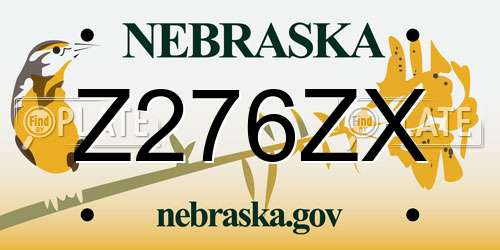Z276ZX Nebraska License Plate