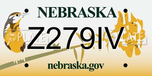 Z279IV Nebraska License Plate