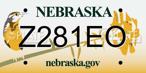 Z281EO Nebraska License Plate