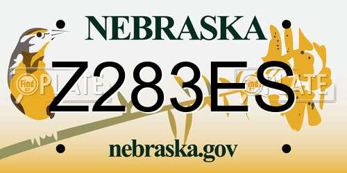 Z283ES Nebraska License Plate