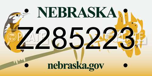 Z285223 Nebraska License Plate