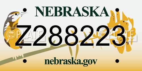 Z288223 Nebraska License Plate