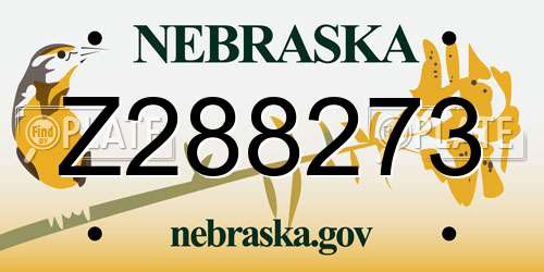 Z288273 Nebraska License Plate